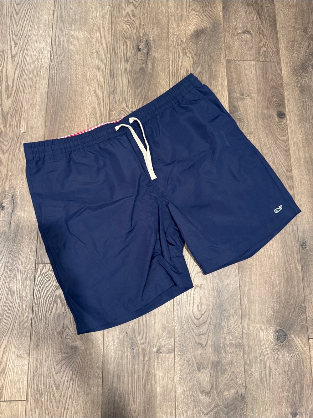 Vineyard Vines Navy Men's Swim Trunks with White Drawstring